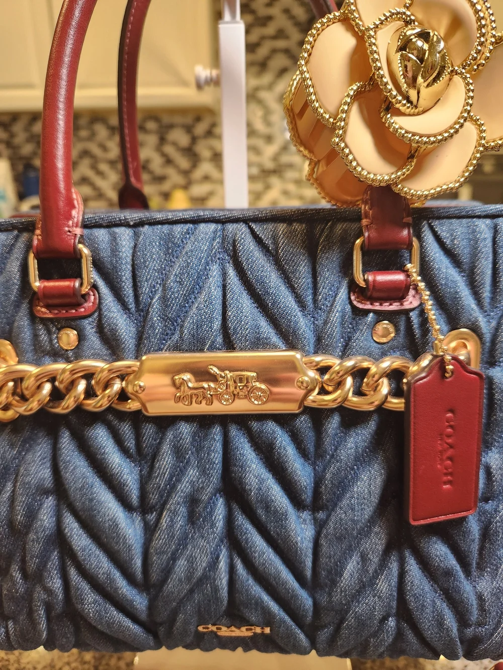Coach Blake Carryall 25 in Quilted Denim (Style F39905)